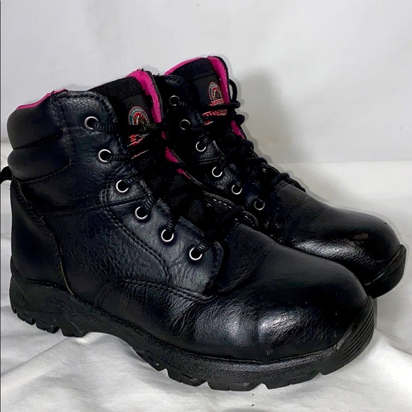 Brahma Boots Black Leather Pink Liner Women’s Sz 7 - Picture 2 of 13